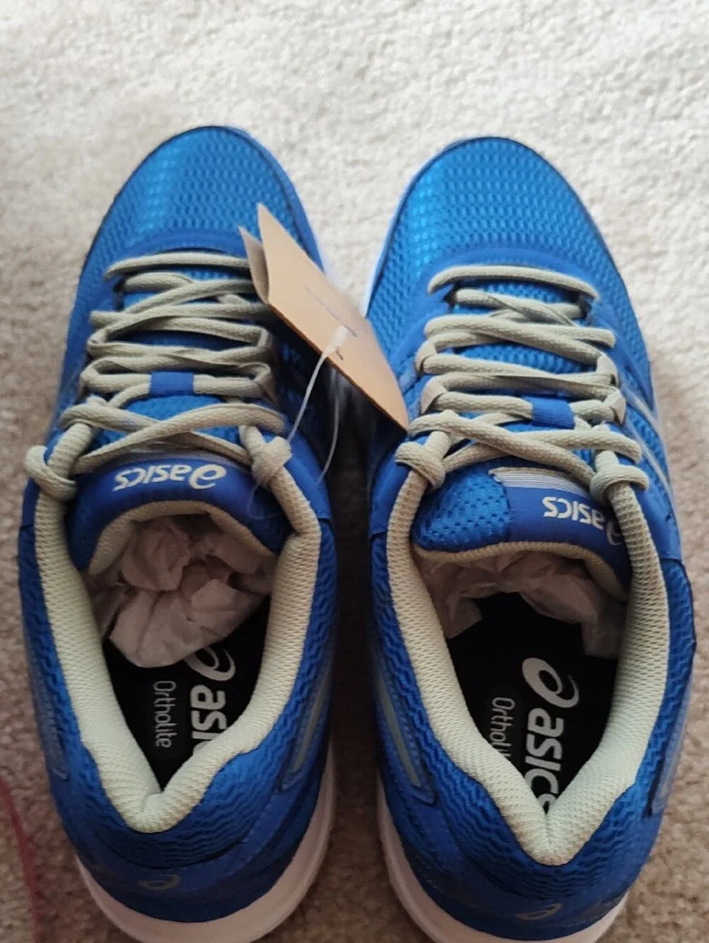 Asics Men’s Athletic Running Shoes in Blue with Tan Laces